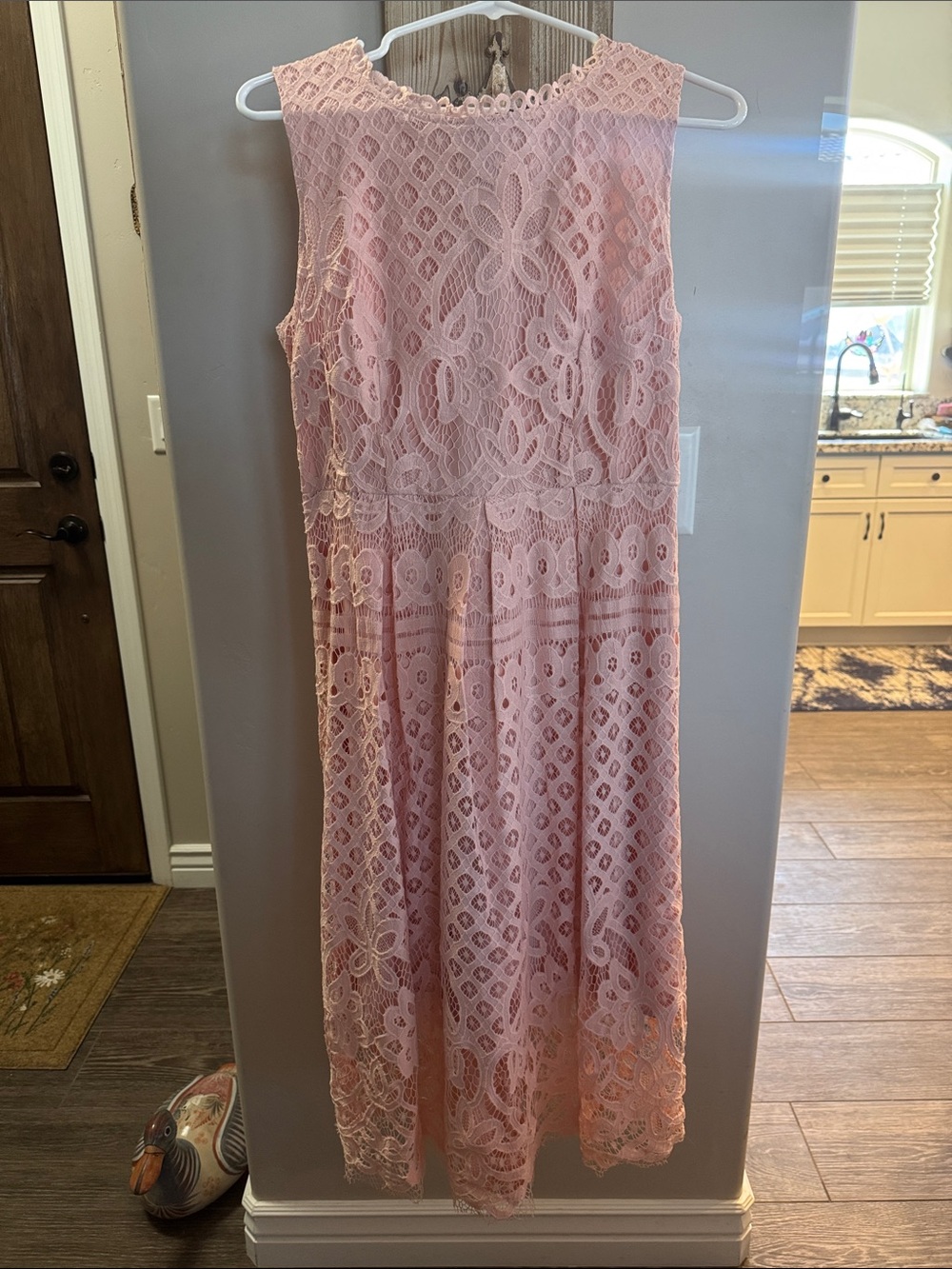 Sleeveless Blush Lace Midi Dress